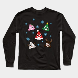 emoticon Christmas Poop' Funny Christmas emoticon Long Sleeve T-Shirt